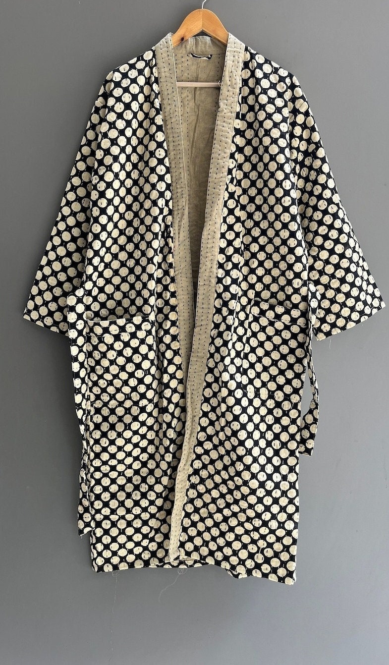 Handmade Kantha Jacket, Cotton Quilted Robe, Bridesmaid Robe, Bridal Party Wear, Dressing Gown, Kantha Robe
