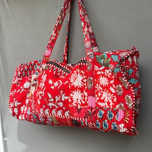 Große Baumwolle Gesteppte Reisetasche Schultertasche Weekender Tasche Für Frauen Boho Overnight Bag Block Print Reisetasche Valentinstag Geschenk Für Sie