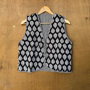 Handmade Cotton Quilted Kimono Jacket: Reversible Boho Vest
