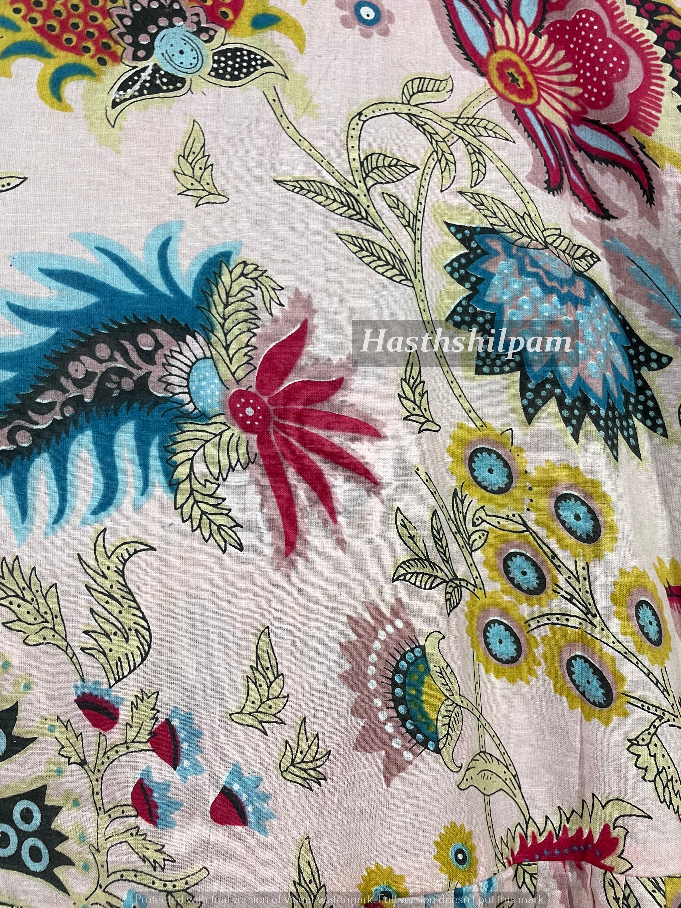 Embriodery Cotton blockprint dress