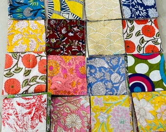 Indian Hand Block Print Scrap, Floral Cotton Fabric, Scraps Bundle, Scrap Pack, Cotton Fabric, Fat Quarter, Cotton Patchers,