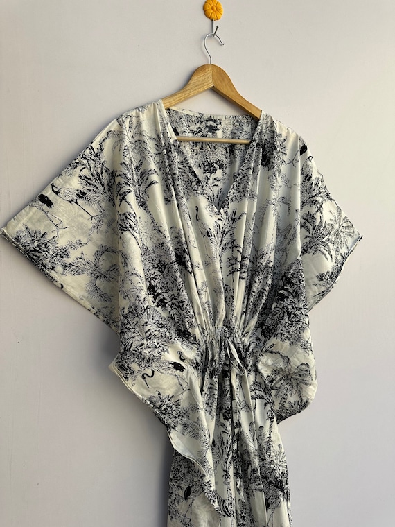 cotton kaftan night dress Indian Cotton Kaftan Women's Night Gown Handmade Floral Kaftan Dress Boho  Maxi Women Dresses Bath Dress