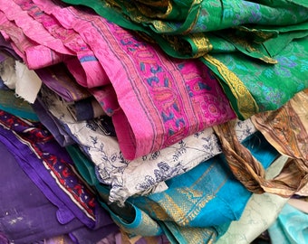 Huge Lot Mix Silk Silk Saree, Scrap Bundle , y2k, vintage Scrap, Quilting, Home Decor,