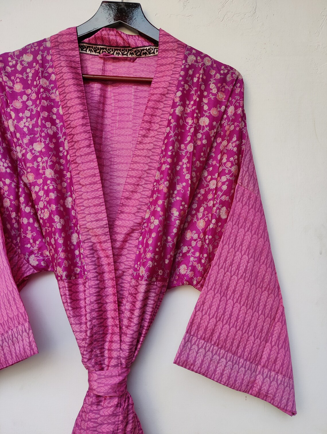 Long Unisex Kimono robe Vintage Sari Kimono robe Boho Etsy