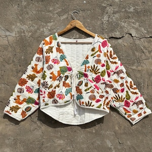 Floral Quilted Jacket • Floral Bomber Jacket  Women Styles Bomber Jacket Pure Cotton Hand Print Gift For Her
