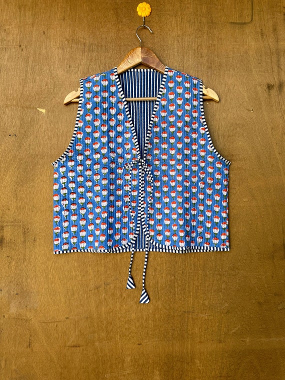 Chaleco acolchado hecho a mano, chaleco, chaleco reversible