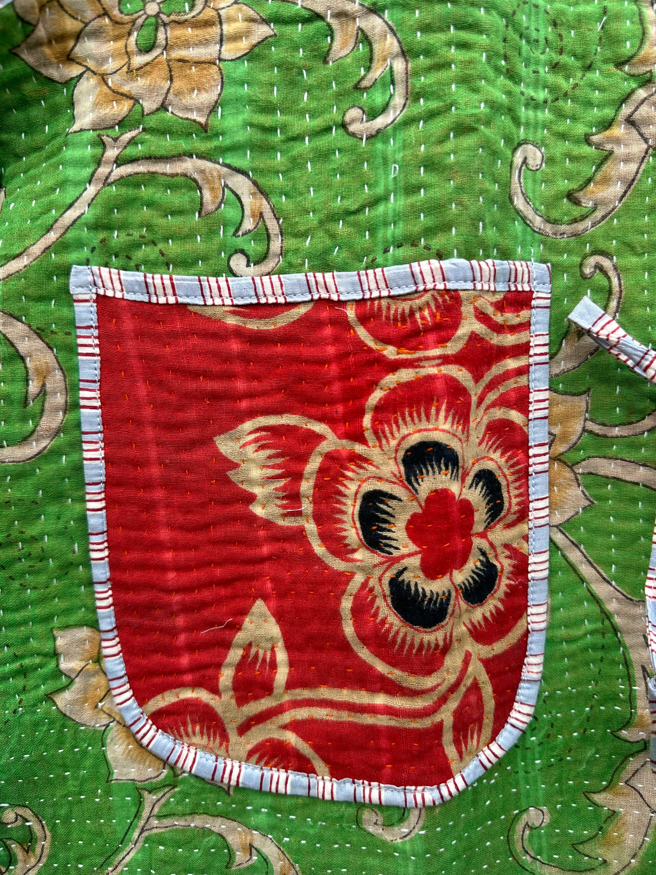 ヴィンテージカンタキルトベスト：リバーシブルパッチワークコットン