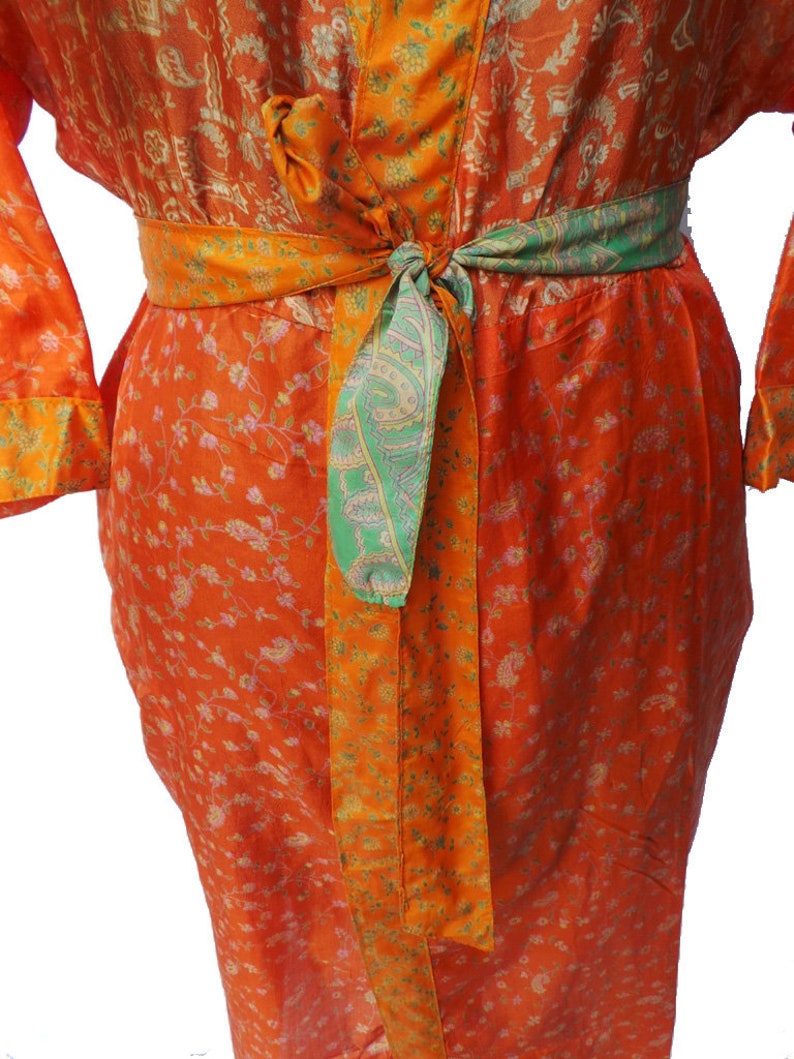 Sleepwear Robes Indian Vintage Silk Sari Robe Nightdress Kimo | Etsy