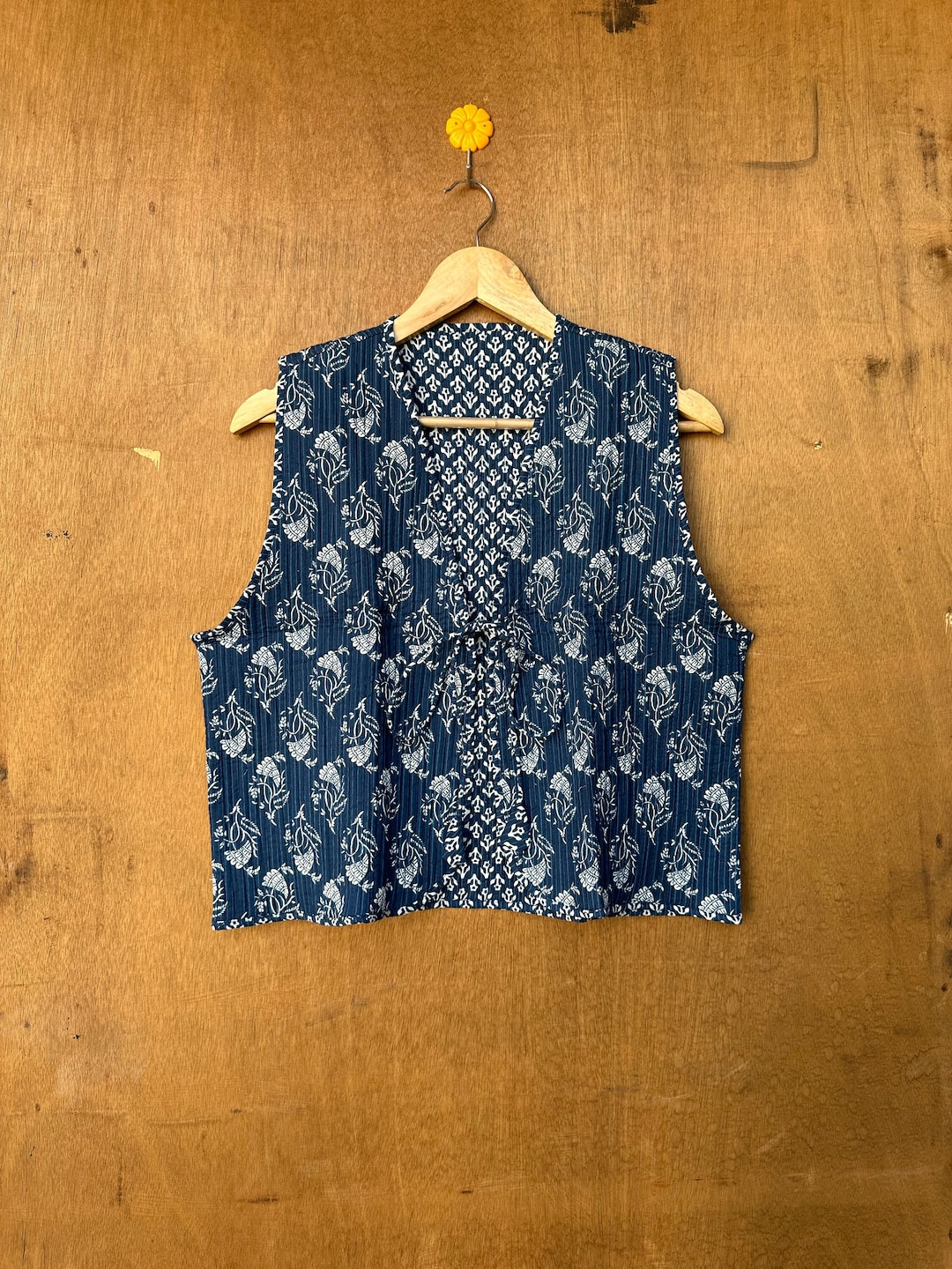 Handmade Indian Cotton Quilted Vest: Bohemian Sleeveless Jacket - Etsy