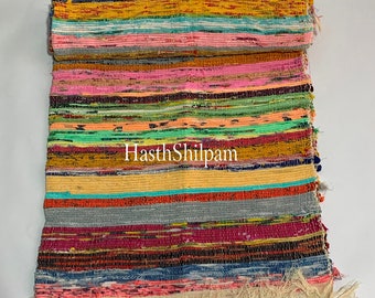 Assorted Multicolor Area Rug 100% Natural Reversible,Jaipuri Cotton Yoga Mediation Rug Hand Braided Beautiful Traditional Rug