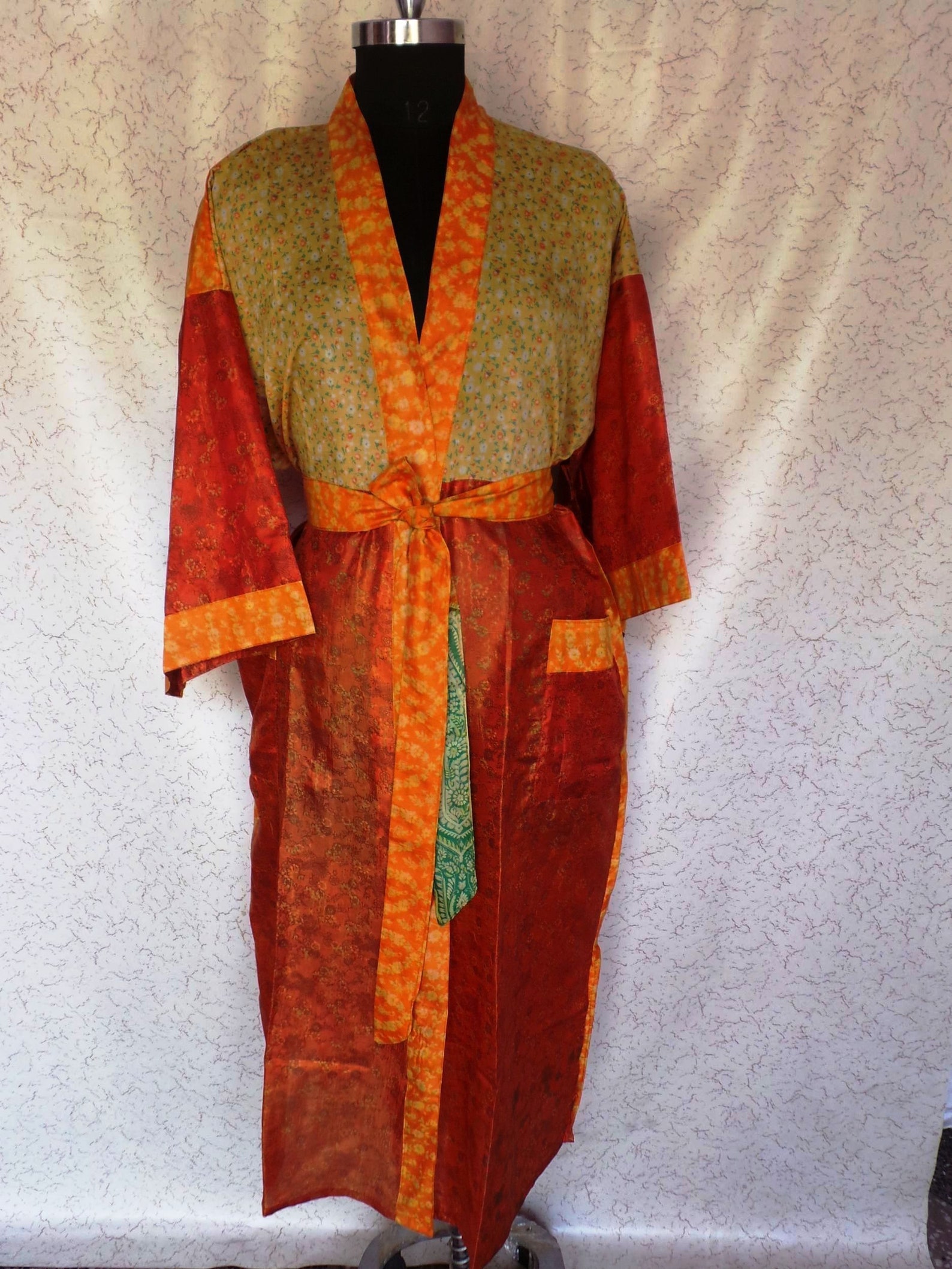 Sleepwear robes Indian Vintage Silk Sari robe Nightdress | Etsy