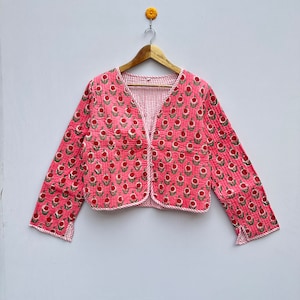 Handmade Reversible Cotton Quilted Kimono Jacket: Boho Patchwork Coat