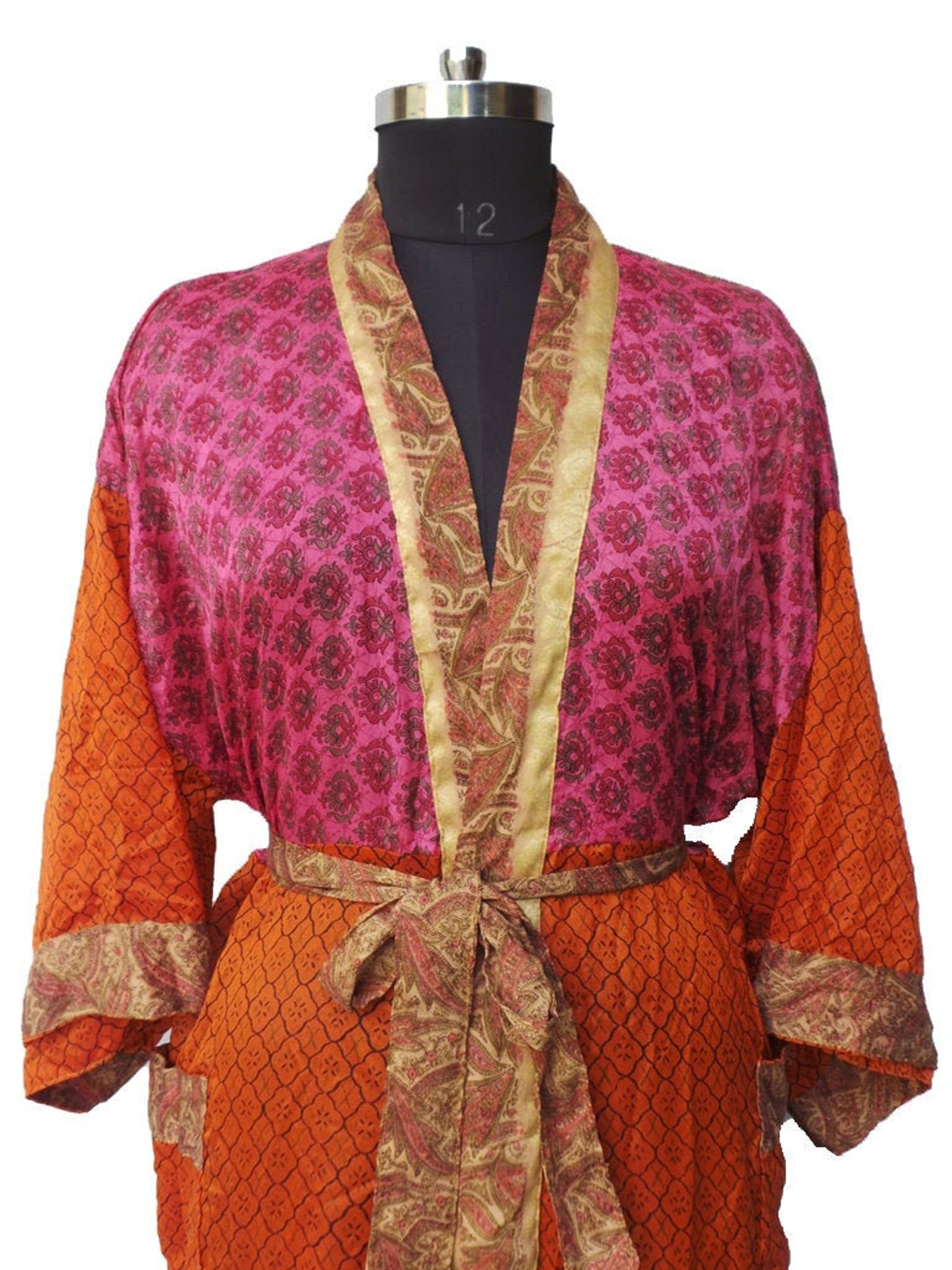 Night Robe Indian Vintage Silk Sari Robe Nightdress Kimono Etsy