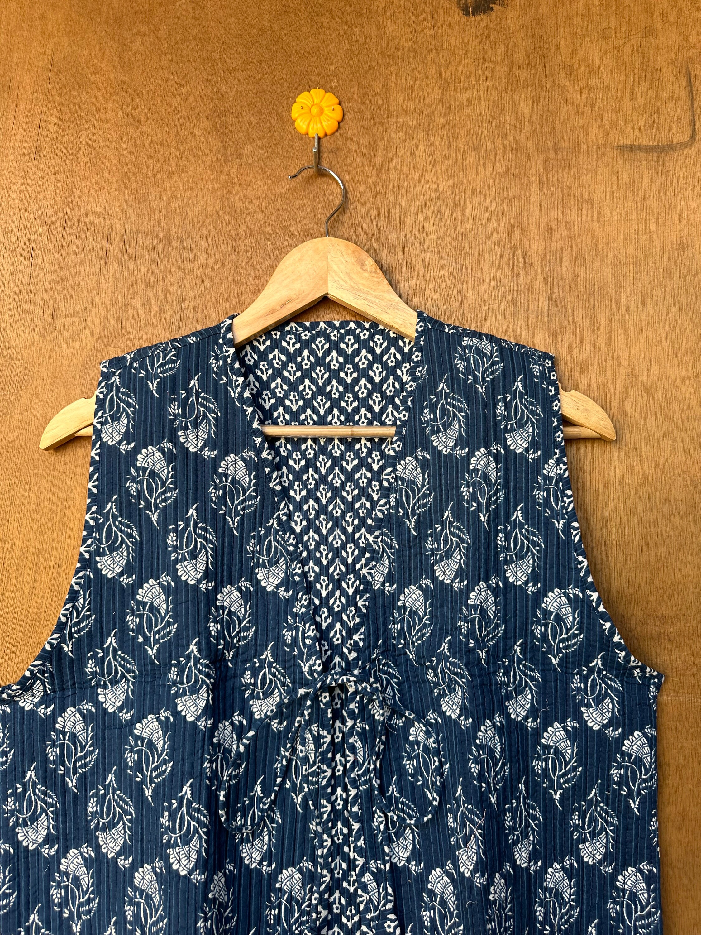Handmade Indian Cotton Quilted Vest: Bohemian Sleeveless Jacket - Etsy