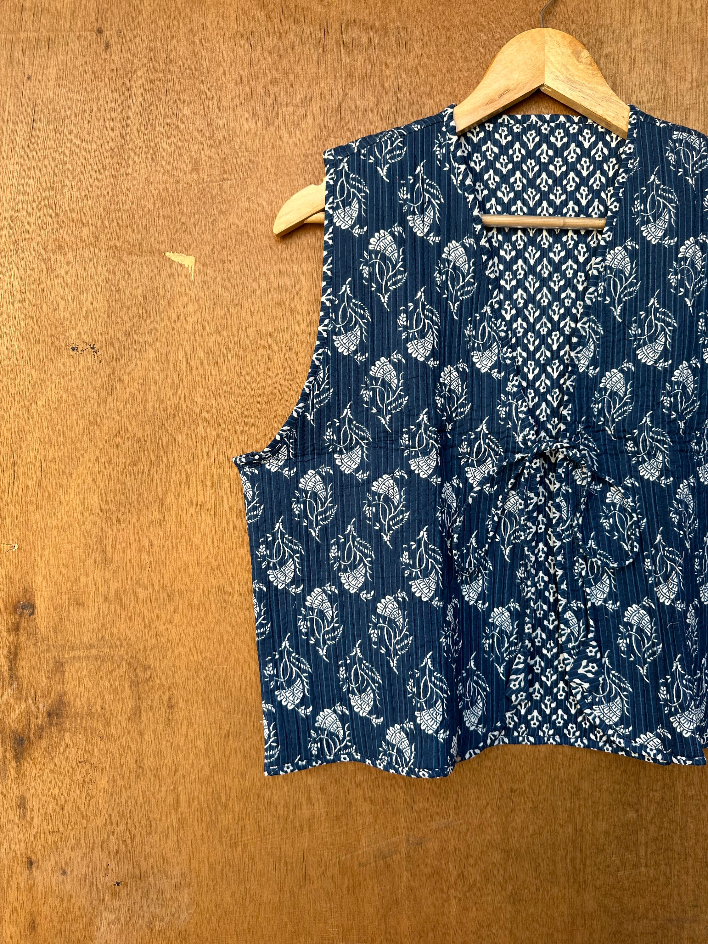 Handmade Indian Cotton Quilted Vest: Bohemian Sleeveless Jacket - Etsy