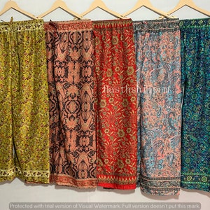 Indian Women&#39;s Palazzo Flower Print Palazzo Pant Indian Women Bottom Wear Pajama Trousers Girls Party Wear Dress Pajamas Wholesale Lot,
