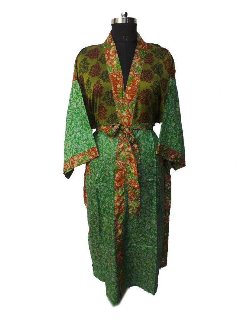 recycled sari silk robe