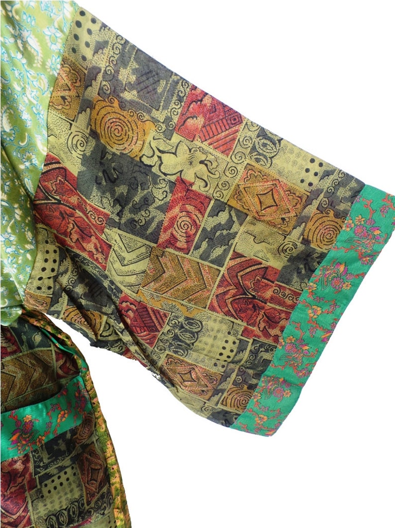 Night robe Indian Vintage Silk Sari robe Nightdress Kimono Bathrobe kimono AK 216