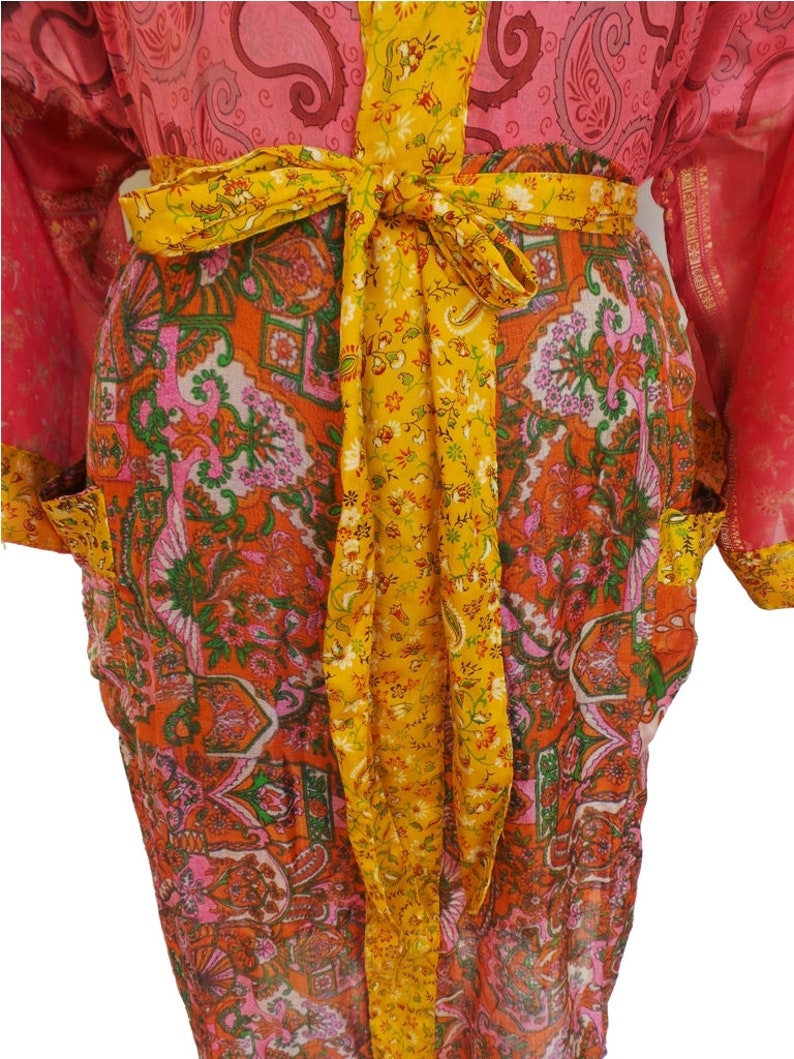 Sleepwear robes Indian Vintage Silk Sari robe Nightdress | Etsy