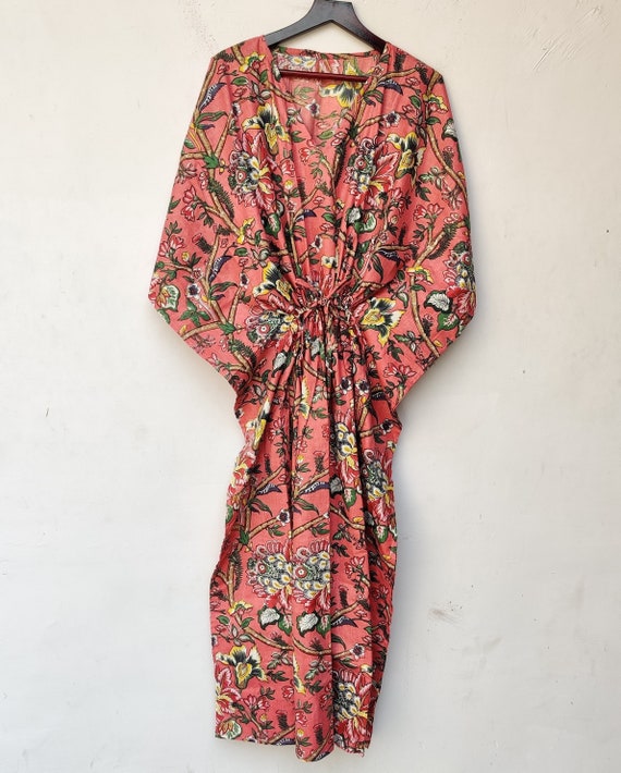 Indian Cotton Kaftan Women's Night Gown Handmade Floral Kaftan Dress Boho  Maxi Women Dresses Bath Dress - Etsy