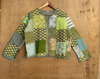 Neue Baumwoll-Patchwork-Jacke mit Kragen, Steppjacke aus Baumwolle, Damenjacke, Wendejacke, lange Patches-Jacke, Jacke für Sie