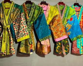 Wholesale Sari Kimono Robe&#39;s, Indian Silk Kimono Robe&#39;s, Women&#39;s Wear. Beach Fashion Robe&#39;s, Gift For Her, Vintage Handmade Sari Robe&#39;s,