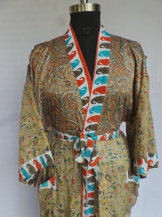 Nightdress Kimono Vintage Silk Sari robe Bathrobe kimono Sleepwear robe AK 104
