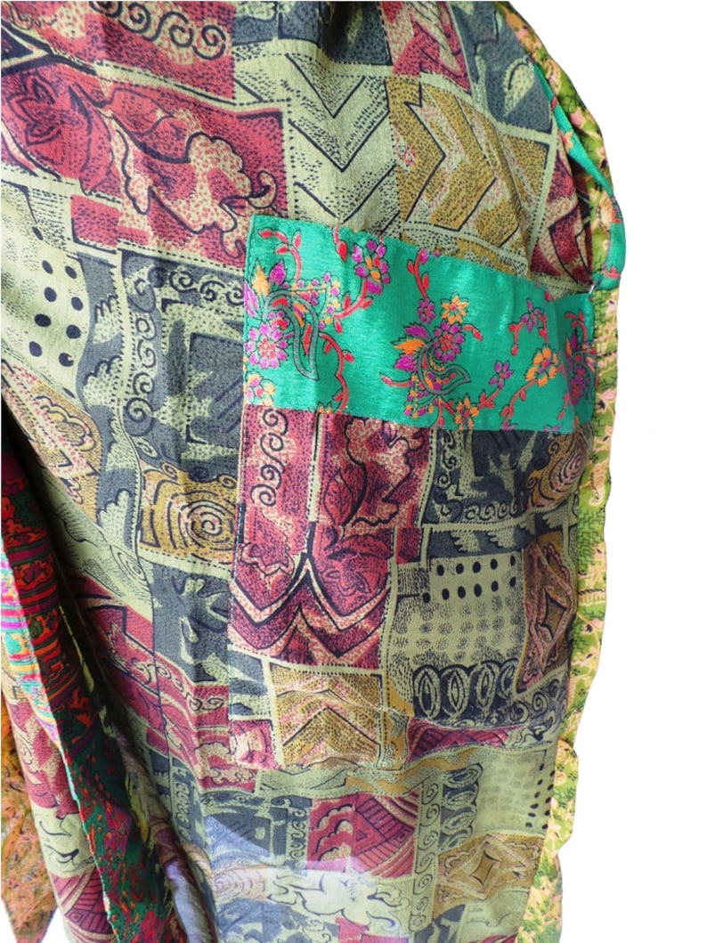 Night robe Indian Vintage Silk Sari robe Nightdress Kimono Bathrobe kimono AK 216