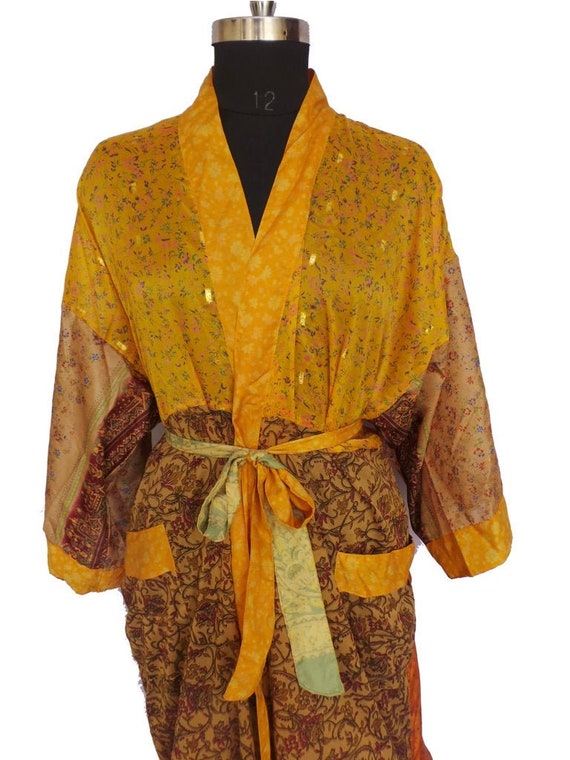 Nightdress Kimono Vintage Silk Sari robe Bathrobe kimono Sleepwear robe AK 104