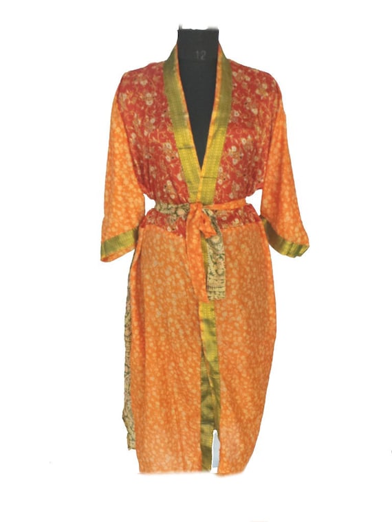 Nightdress Kimono Vintage Silk Sari robe Bathrobe kimono Sleepwear robe AK 104