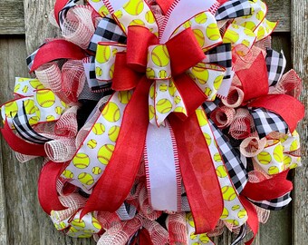 Baseball wreath, Baseball decor, Spring wreath, softball wreath, Front Door wreath, baseball and softball wreath