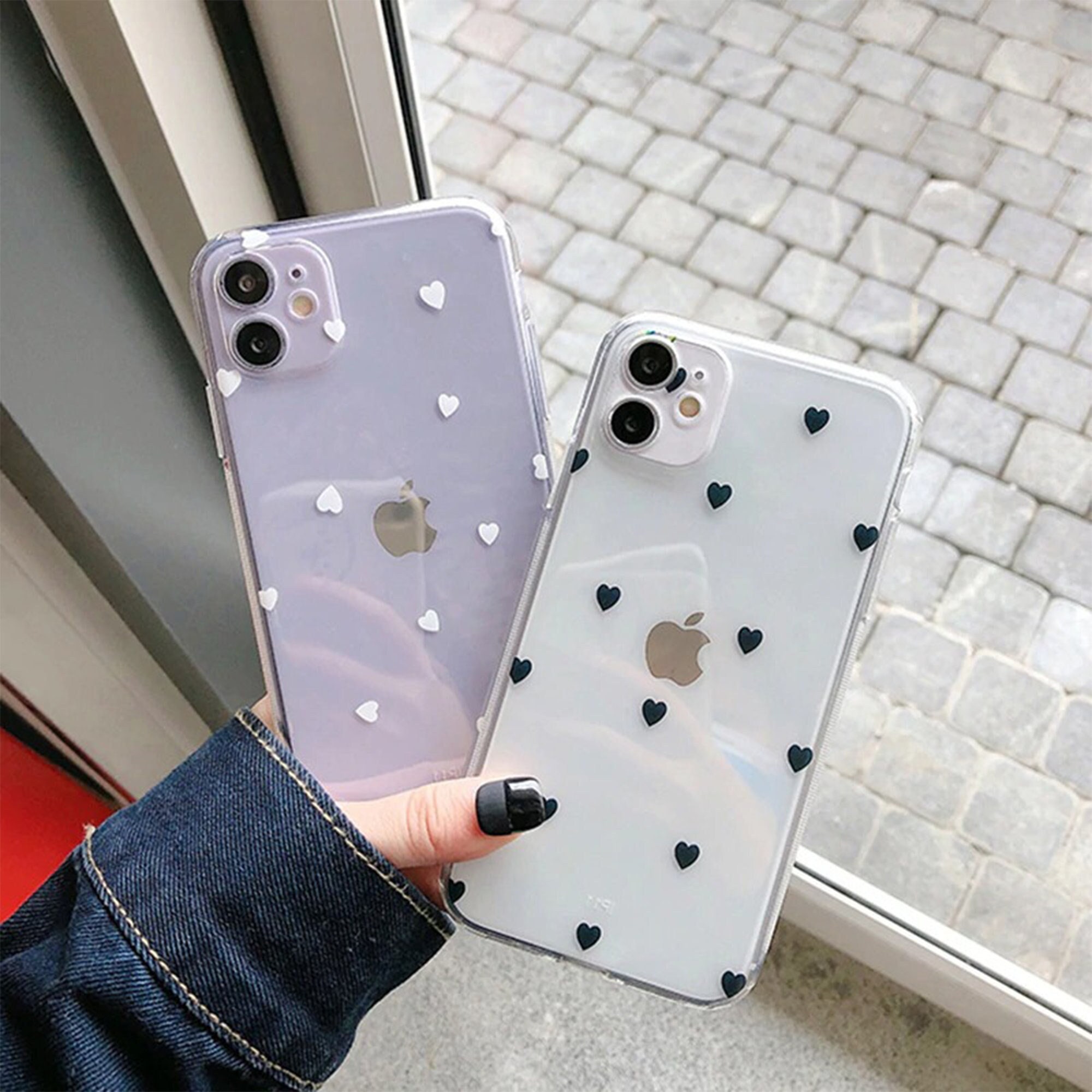 Heart Iphone 13 Pro Case Clear Cute Heart Pattern For Women Or Etsy Finland