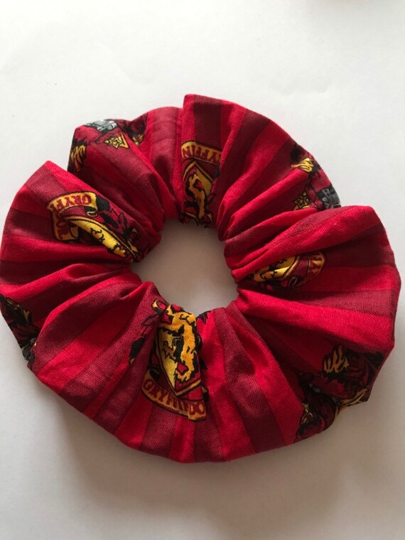 Red and Gold Argyle - standard size Hair Scrunchie Inspired by Harry Potter Gryffindor House