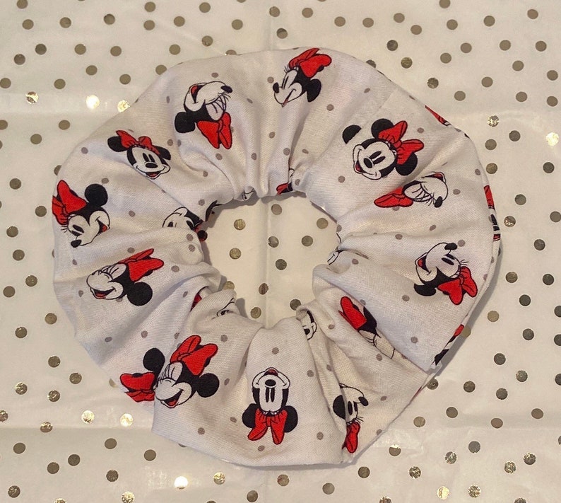 Disney Minnie Mouse Mad about the Dots Handmade Hair Scrunchie by Candystormer.