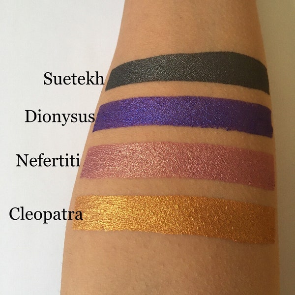 Metallic Loose Eyeshadow Pigment Pots Organic Natural Vegan Makeup Cosmetics Suetekh Dionysus Cleopatra Nefertiti Eyeliner Highlighter Gold