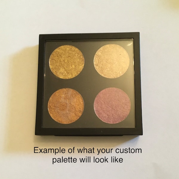 Customisable 4 Grid Magnetic Pressed Eyeshadow Palette Highlighter Blush Organic Vegan Makeup Cosmetics Metallic Gold Silver Green Blue