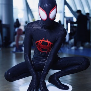 New Spider-man Miles Morales Jumpsuit Spiderman Cosplay Costume Suit  Halloween A