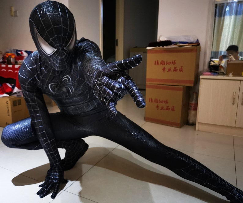 Black Spiderman Suit Sam Raimi Black Spiderman Costume With Etsy