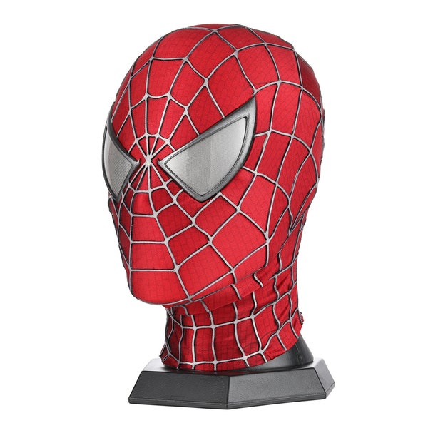 Maschera Spiderman Sam Raimi Spider Man maschera potenziata per adulti con rivestimento facciale e tessitura 3D Costume cosplay Spiderman, replica indossabile del film