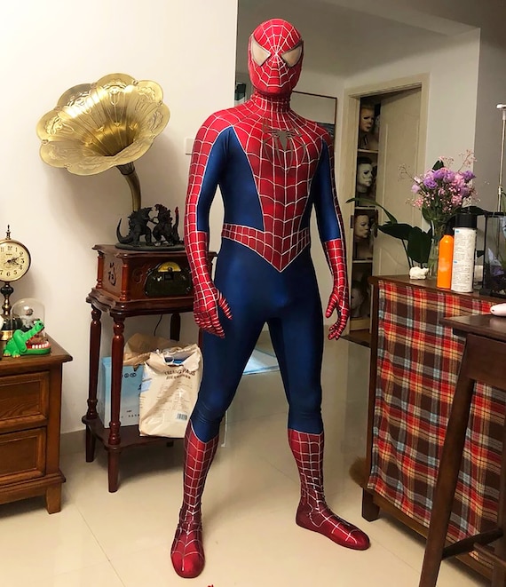 Spiderman Costume Cosplay Sam Raimi Spider Man Suit Adults With Faceshell &  3D Rubber Web, Spider-man Wearable Suit Movie Prop Replica 