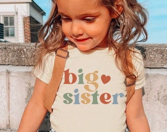 Große Schwester T-Shirt, Schwangerschaftansage, niedlicher natürlicher Babykörper, Babyankündigung, Schwangerschaft enthüllen Shirt, Ansage der großen Schwester