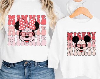 Matching Minnie & Mickey Sweatshirts, Disneyland Valentine Day Sweatshirt, Valentine Disney Family Set, Mommy and Me Valentine
