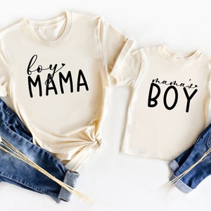 Boy Mama, Mama&#39;s Boy, Mommy and Me Shirt Set, Mom and Son Shirt, Mama and Me Matching Shirts,  Matching Natural Shirts