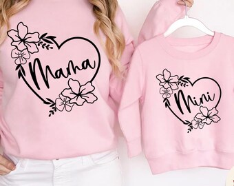 Matchande mamma- och jagtröjor, Bästa presenter till mammor och barn, Mamma Mini Heart-tröjor