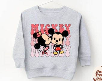 Cute Mickey And Minnie Valentine's Day Pullover, Toddler Valentine's Day Gift, Sweatshirts For Kids