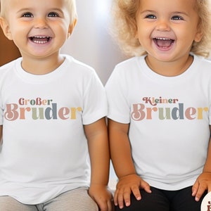 Chemise Großer Bruder pour tout-petit, chemise grossesse, jolie chemise rétro enfant pour enfant, chemise naturelle Kleiner Bruder pour bébé, chemise Großer Bruder pour enfant