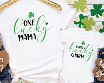 Mama und ich passendes T-Shirt, St. Patricks Day Familienset Body, ein glückliches Mama-Shirt, Mamas Glücksbringer