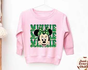 Sweat Minnie pour la Saint-Patrick, chemise Minnie Disney, pull pour la Saint-Patrick pour tout-petit, cadeau pour tout-petit, t-shirt pour la Saint-Patrick