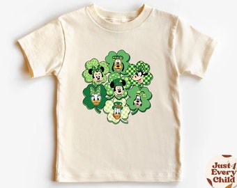 Lucky Clover Disney Shirt, St. Patrick's Day T-Shirt, Mickey & Friends Happy Patrick's Day, natürliches Kleinkind-Shirt, Kinderpullover, natürlicher Körper