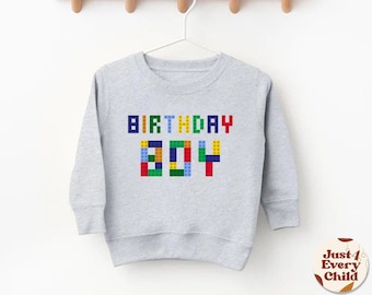 Birthday Boy Sweatshirt, Birthday Boy Toddler Sweater, Toddler Sweater, Building Block Birthday Boy, Birthday Building Sweatshirt